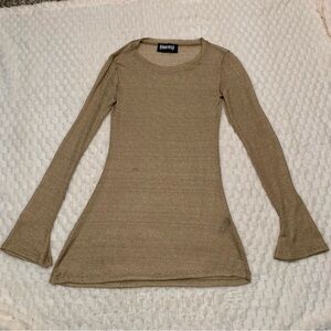 Dolls Kill Darker Wavs Long Sleeve Chainmail Metallic Gold Dress, Size Medium